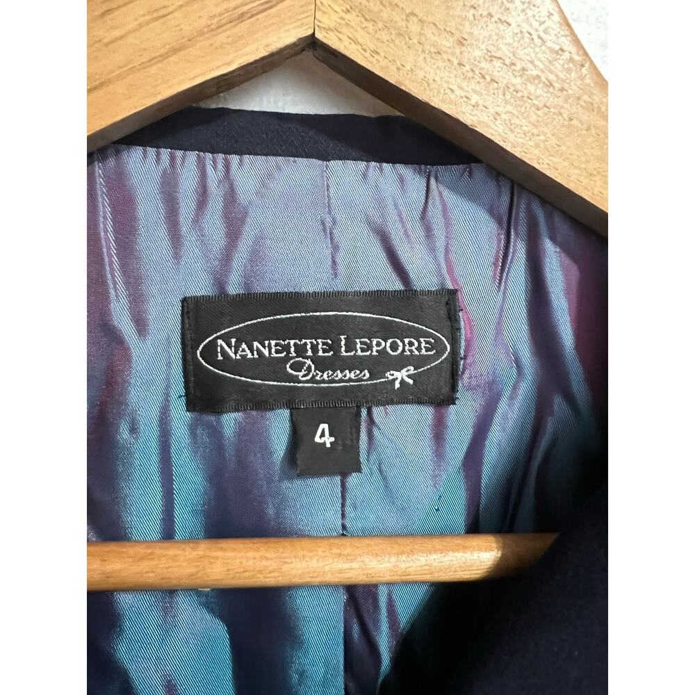 Vtg Nanette Lapore Blazer Sz 4 Jacket Navy Blue Y2k Office Siren 90's Preppy USA - Picture 3 of 6